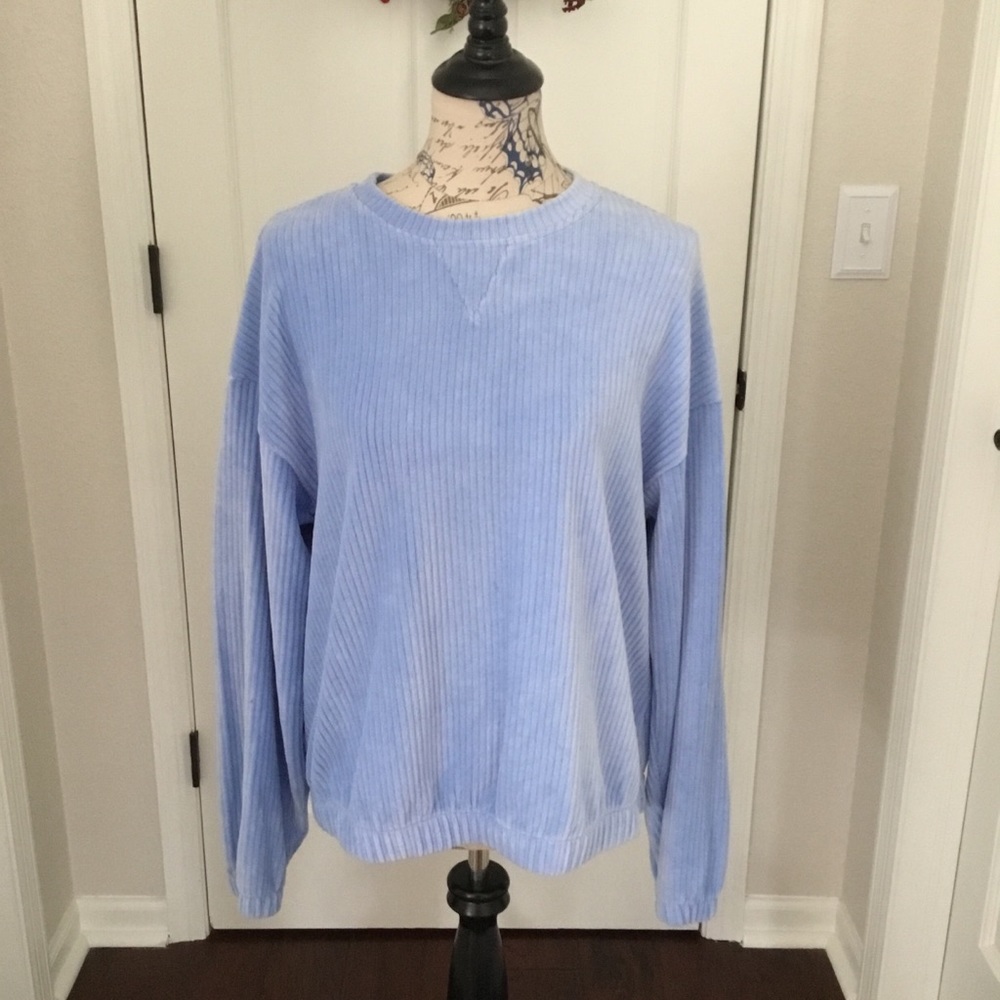 BLUE VELOUR CREWNECK